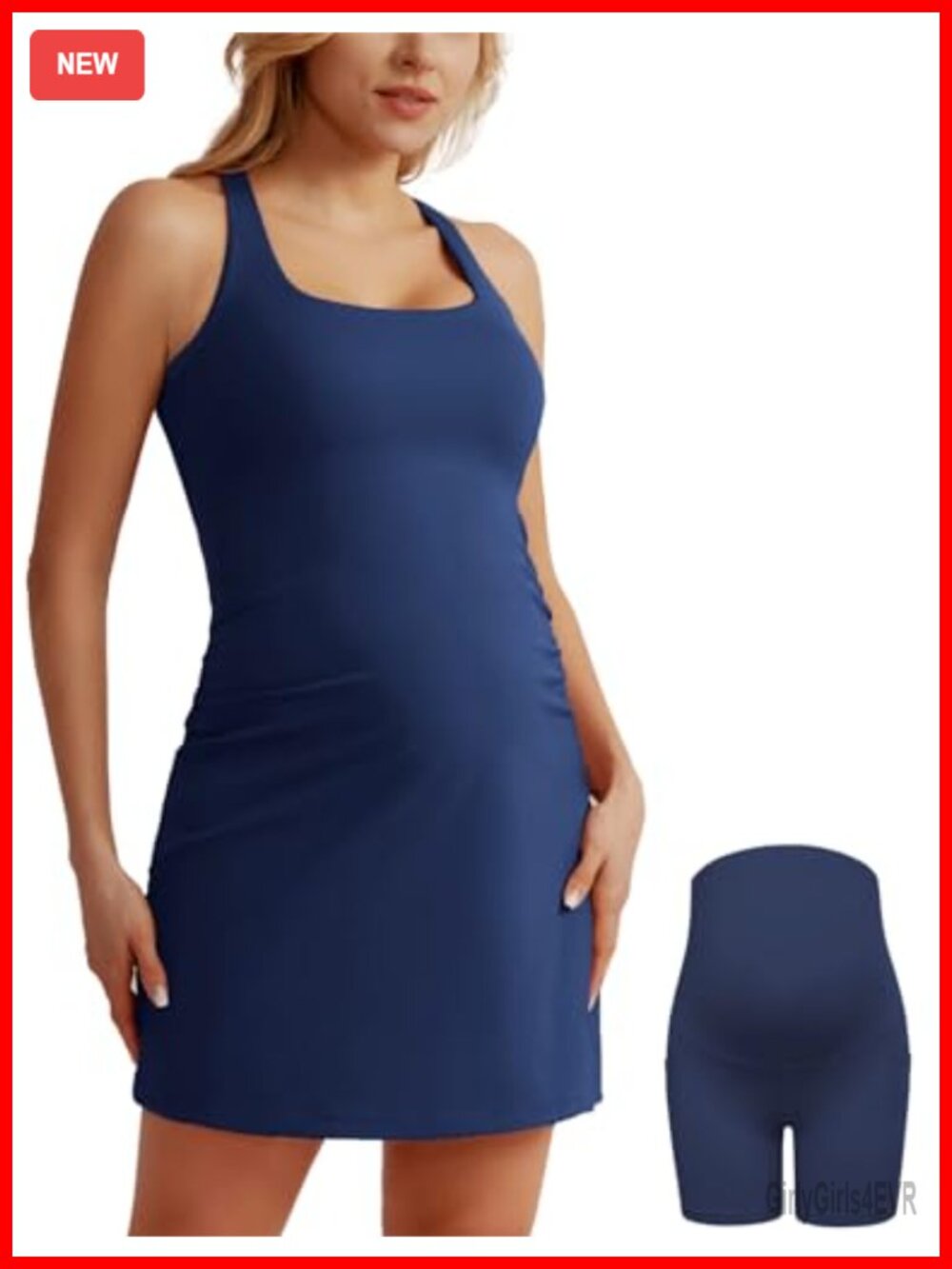 Maternity Tennis Dress with Detachable Shorts Athletic Golf Dress Built-in Bra